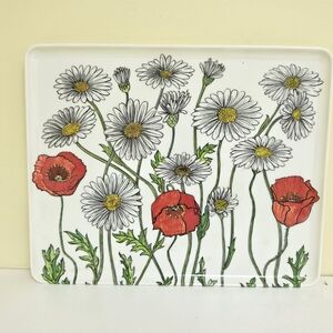 Made in Italy Mebel Melamine Floral Poppy & Daisy Serving Tray Platter